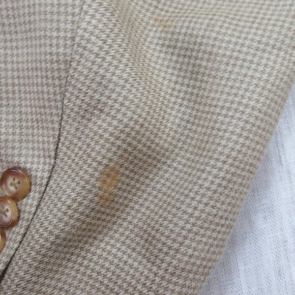 Brooks Brothers 346 Blazer Jacket Mens Beige Houndstooth Wool Single Breasted - Picture 8 of 13